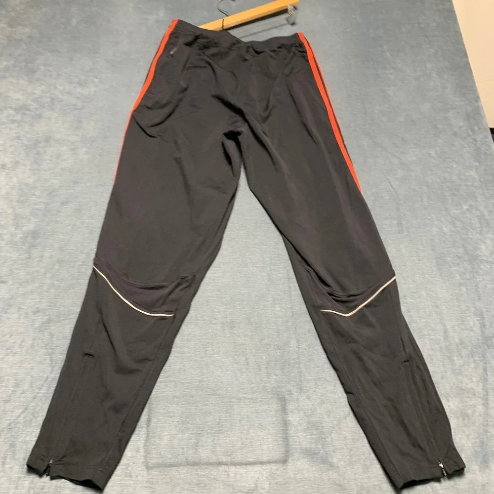 Adidas Climalite Training Pants Mens M Black Red Striped Drawstring Activewear